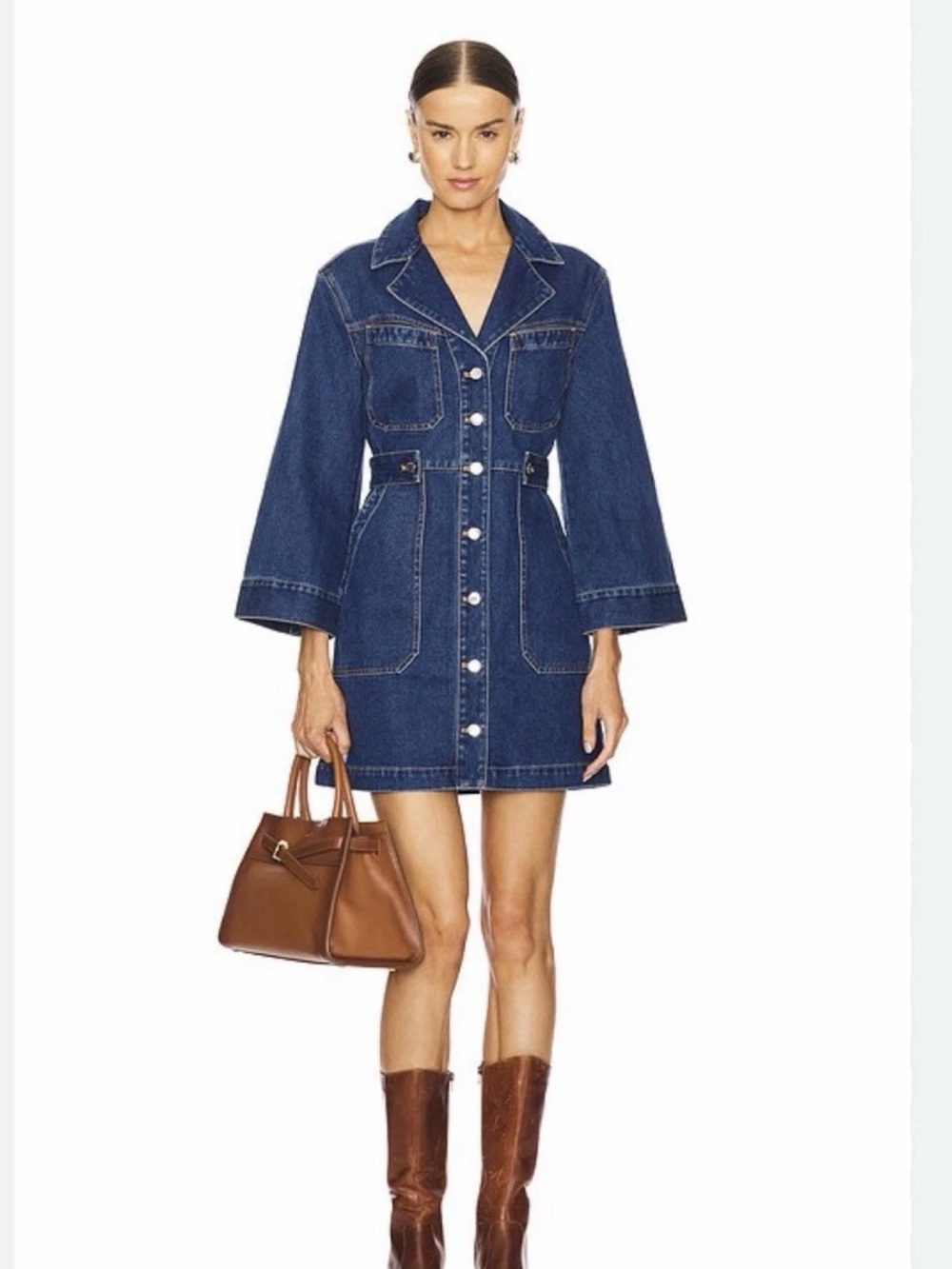 Veronica Beard Mckinley Denim Button-Front Dress
